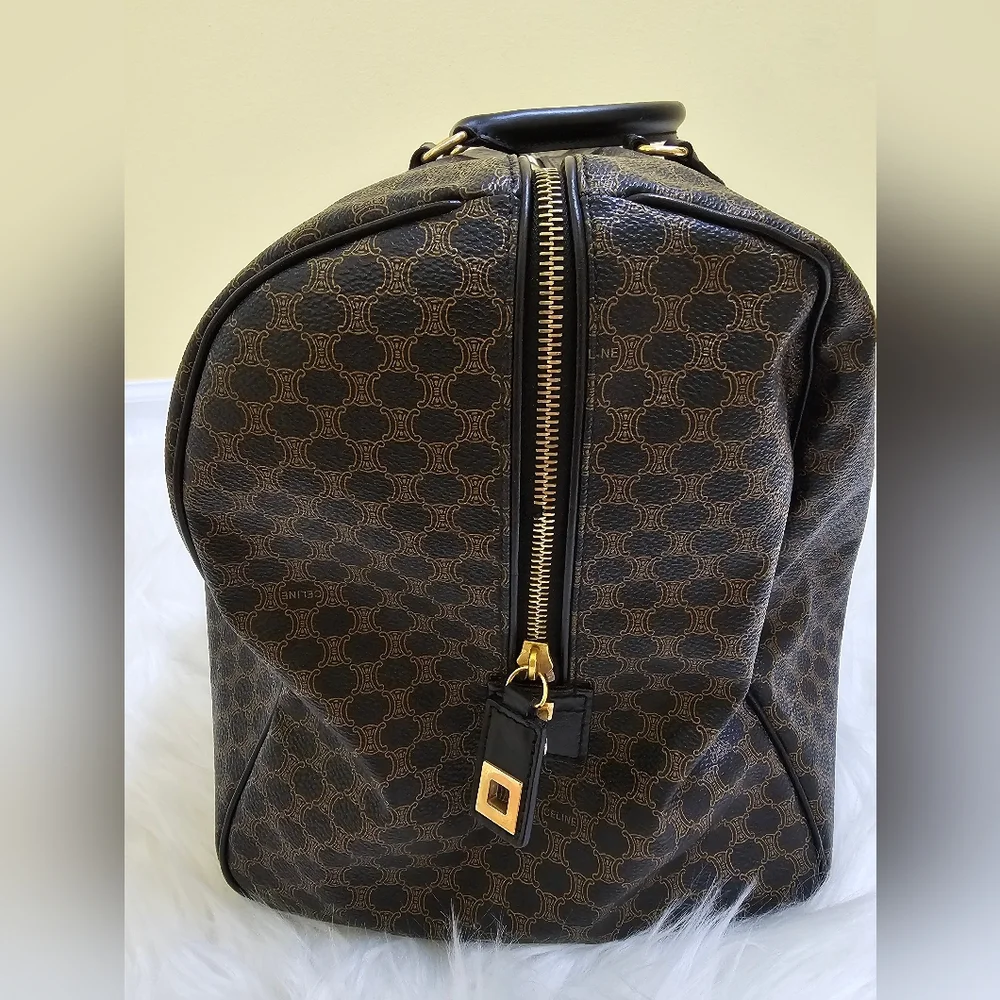 ❤🎉HOST PICK🎉❤️Rare Celine black&brown macadam triumph pvc boston travel MC98/1 - Picture 5 of 17